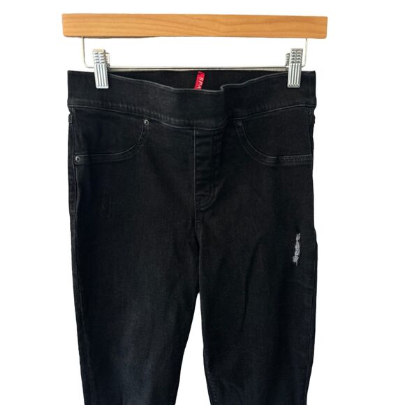 SPANX Vintage Distressed Ankle Skinny Jeans Size Large Black Raw Hem 20213R - Picture 5 of 9